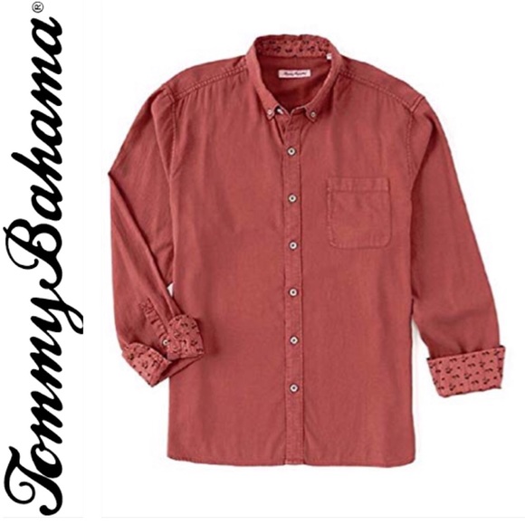 Tommy Bahama Other - 🆕 TB Red Herringbone Long Sleeve Button Down